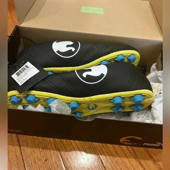 Puma pro cat speed force cleat big kid 4 black white blue soccer shoes cleats - Picture 5 of 17